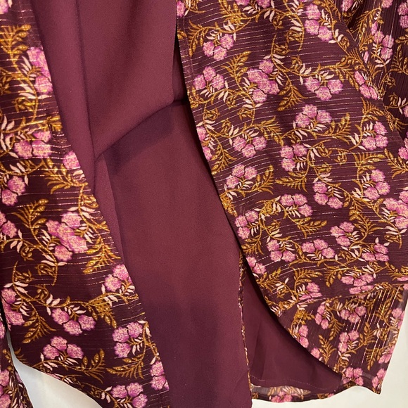 LOFT Women's Shimmer Stripe Floral Print Cottage Whimsygoth Peasant Top Sz XL - Picture 5 of 6